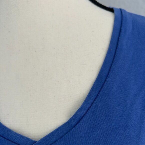 Simons Contemporaine Royal Blue T Shirt V Neck Pima Cotton Women's Extra Large - Picture 2 of 5